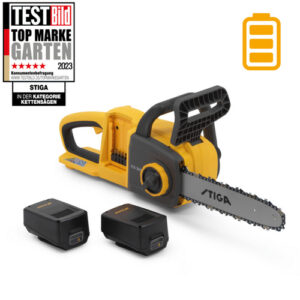 STIGA Akku-Kettensäge "300", 20 V, Schwertlänge: 30 cm, 1000 W, inkl. 2 x 4 Ah Akkus - gelb
