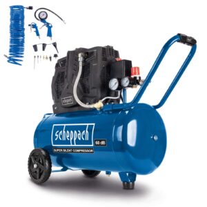 Scheppach HC25Si Super-Silent Kompressor Leisekompressor | 8bar | 24L | 10m Schlauch +13-tlg Zubehör