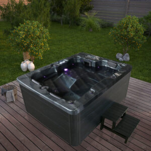 Whirlpool buiten ZWART MARBLE - Met treden en thermische afdekking
