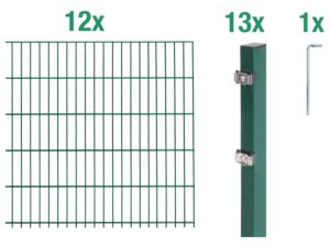 ALBERTS Doppelstabmattenzaun-Grundset (Grün, Zaunl. 24 m, Mattenh. 1200mm)""
