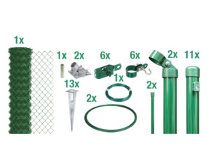 ALBERTS Set Maschendrahtzaun mit Einschlagbodenhülse, grün (1000 mm)