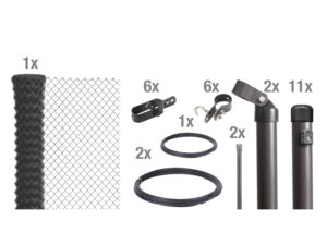 ALBERTS Set Maschendrahtzaun zum Einbetonieren, anthrazit (1000 mm)
