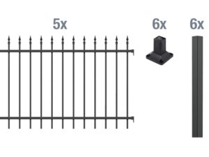 ALBERTS Zaun-Grundset Chaussee, zum Aufschrauben (matt-schwarz, 100 cm)