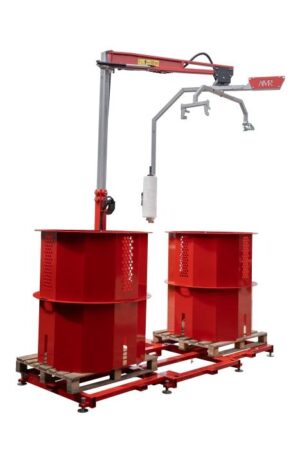 AMR Holzverpackungsmaschine Doppeltrommelversion, Zapfwellenantrieb, incl. hydr. Ausrichtung