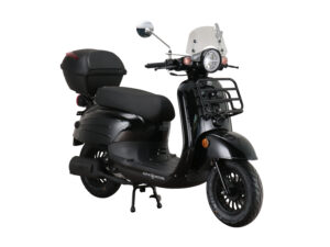 Alpha Motors Motorroller Adria 50 ccm EURO 5 inkl. Windschild und Topcase (Schwarz, 45 km/h)