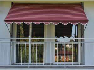 Angerer Klemmmarkise (bordeaux, Nadelstreifen beige, 150 cm breit)