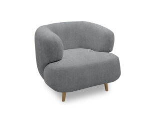 Domo 2-Sitzer Sofa / Sessel "Brest", im modernen Design (Sessel + Holzfüße, 90x86cm, Grau)