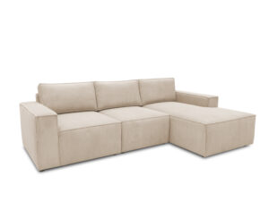 Domo Cannes Longchair Ecksofa mit Longchair (273 x 172 cm, Creme)