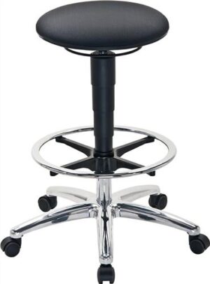 Drehhocker Sitz-Stop-Rollen+Fußring, Supertec-Gewebe grau