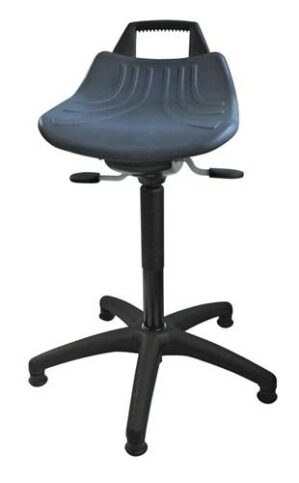 Drehhocker m.Rollen PU-Schaum, blau Sitz-H.520-710mm