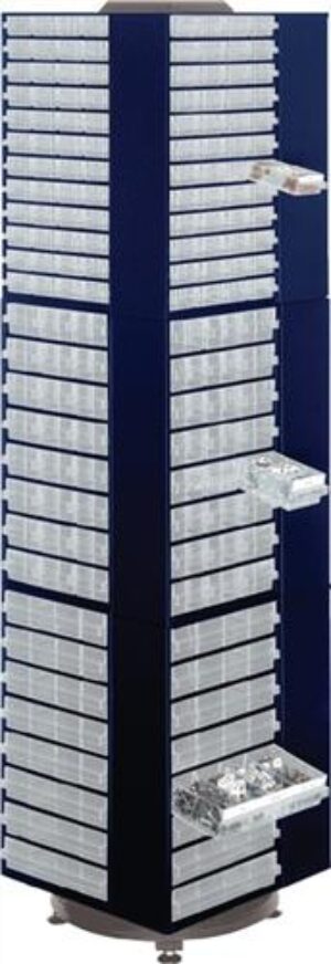 Drehturm B680xT680xH1760mm, f.12 Schubl.Stahlbl.dunkelblau RAACO