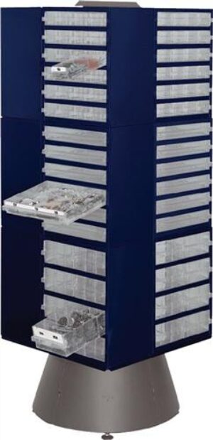 Drehturm B880xT880xH1600mm, f.12 Schubl.Stahlbl.dunkelblau RAACO