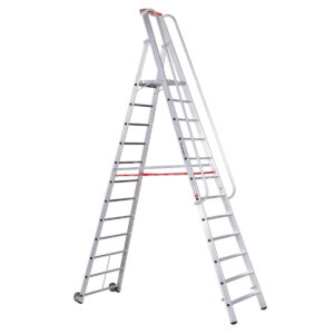 Euroline Alu-Stufenstehleiter mit großer Standplattform (Rutschhemmung R13) Nr. 32677 1x12