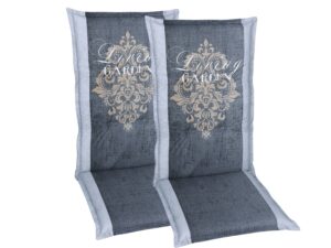 GO-DE Textil Gartenauflage Living Garden (2er Set Hochlehner, Grau)