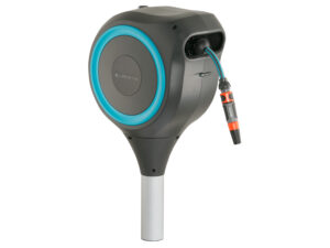 Gardena Garten-Schlauchbox "RollUp M", 20 m Schlauch, um 360° schwenkbar, grau/türkis