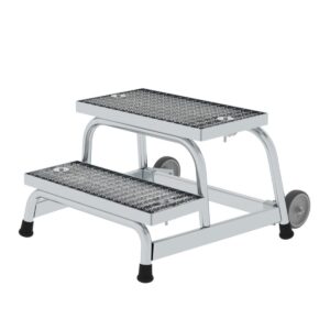 Günzburger Steigtechnik Arbeitspodest starr Stahl-Gitterrost mit Rollen 2 Stufen