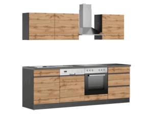 HELD Berlin Küchenzeile (Breite 240 cm, grafit/ wotaneiche)