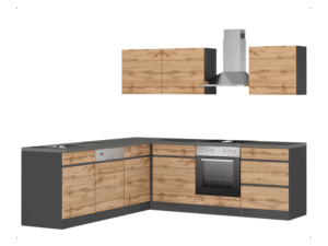 HELD Berlin Küchenzeile (Breite 240/240 cm, grafit/ wotaneiche)