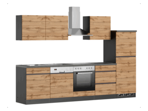 HELD Berlin Küchenzeile (Breite 300 cm, grafit/ wotaneiche)""