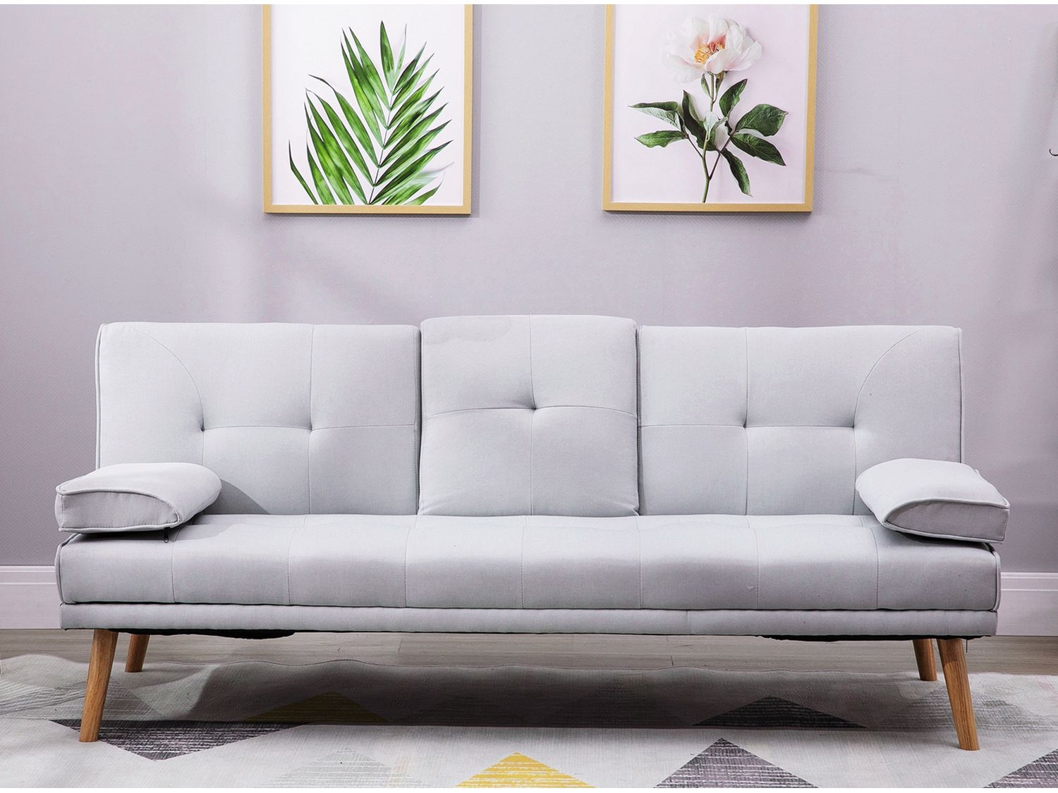 HOMCOM Schlafsofa als 3-Sitzer grau