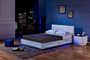 Home Deluxe Lit LED ASTEROID avec matelas - 160 x 200 cm blanc