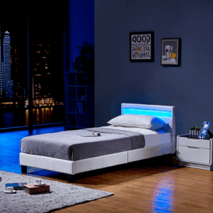 Home Deluxe Lit LED ASTRO avec matelas - 90 x 200 cm blanc