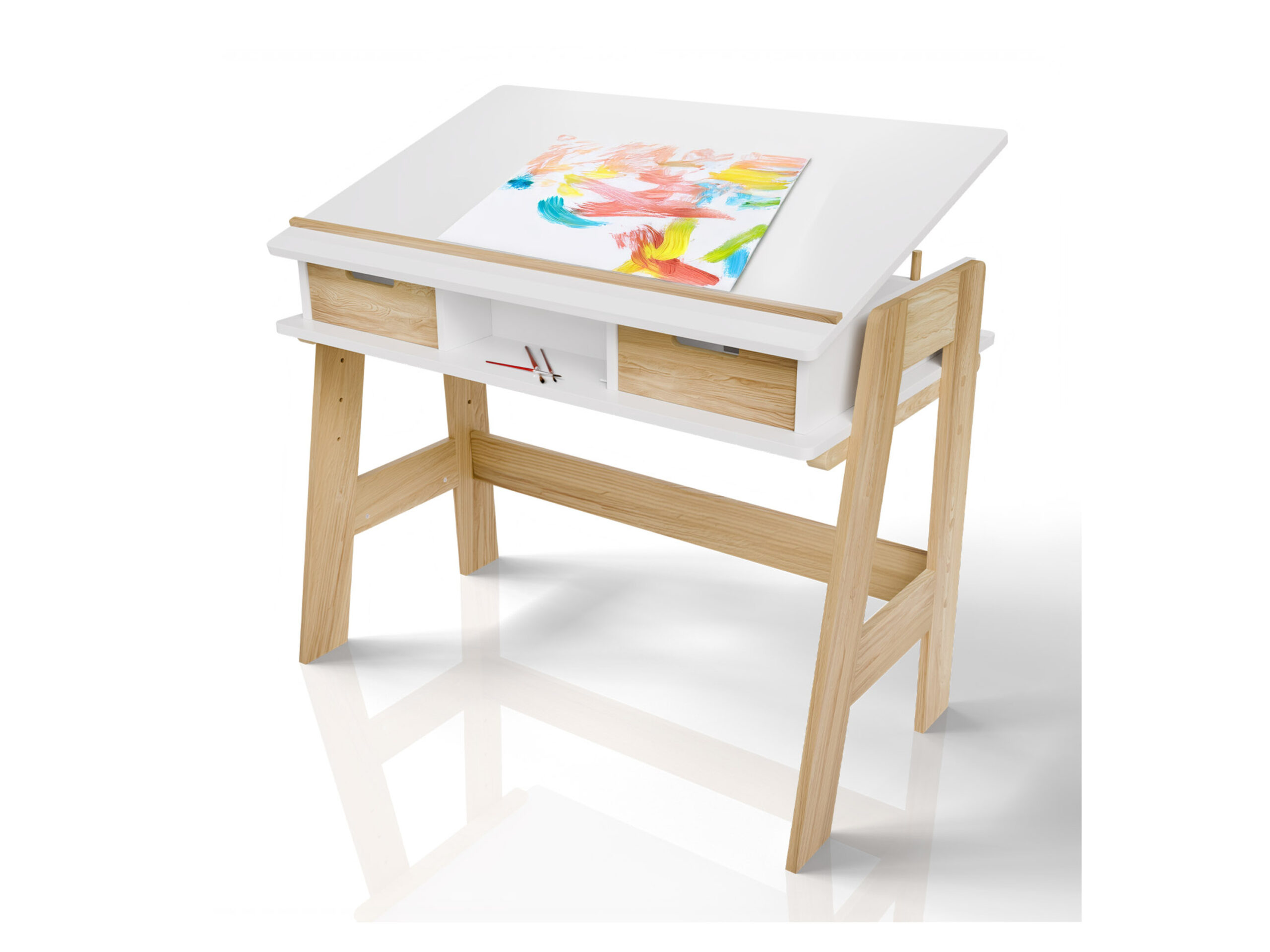 Juskys Kinderschreibtisch (höhen und neigungsverstellbar, Weiß)""