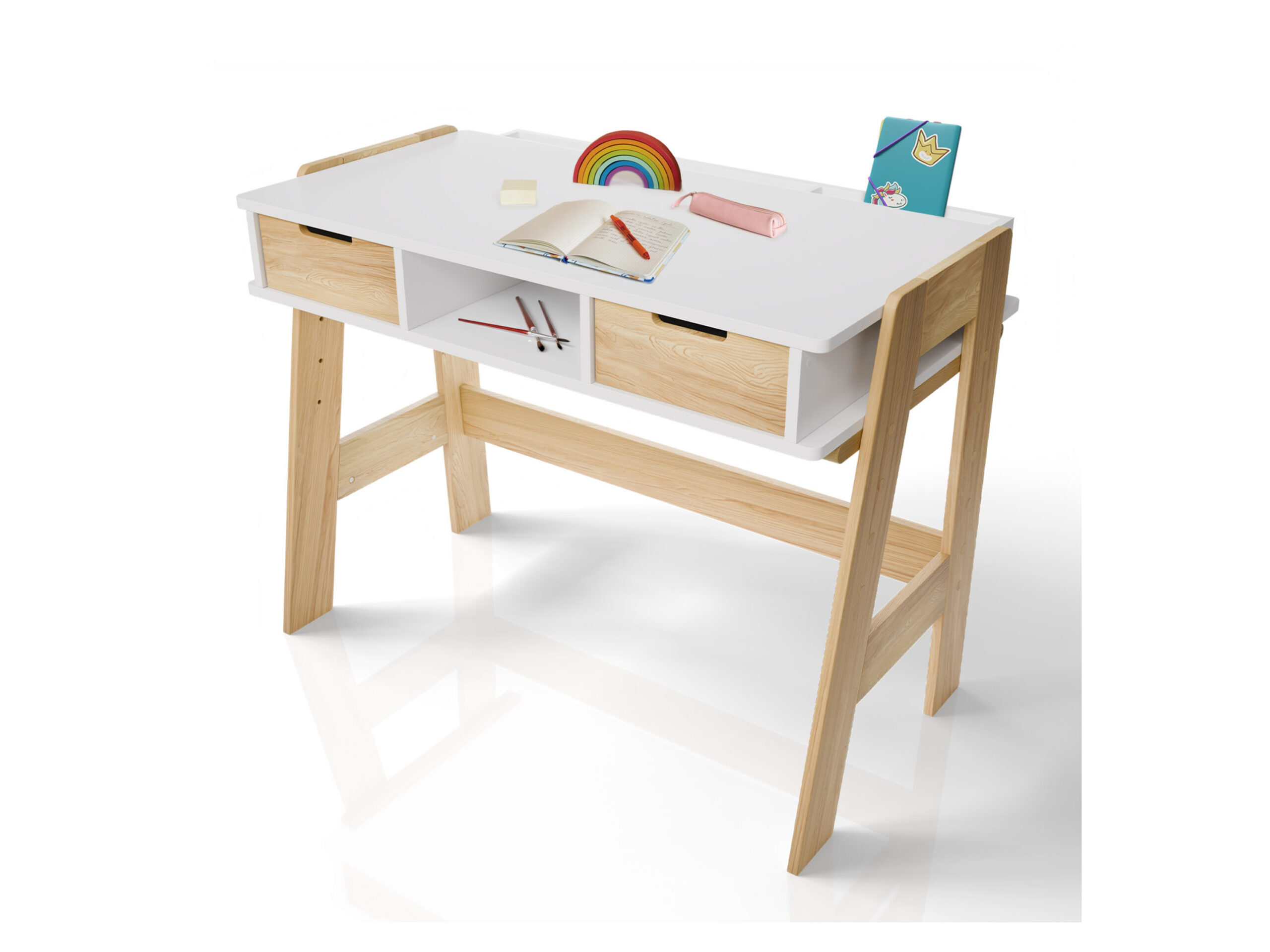 Juskys Kinderschreibtisch (höhenverstellbar, Weiß)