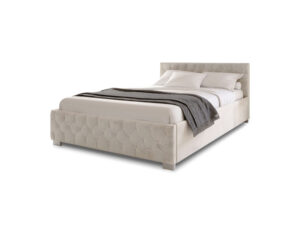 Juskys Polsterbett "Nizza" mit Bettkasten und Beleuchtung (Beige, 140 x 200 cm)""