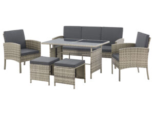 Juskys Polyrattan Gartenmöbel Sitzgruppe "Turin", 6-tlg.