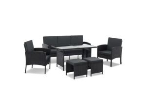 Juskys Polyrattan Gartenmöbel Sitzgruppe Turin schwarz