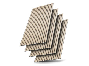 Juskys Wandpaneele Akustik 4er Set (120x60 cm, Eiche Natur Hell)