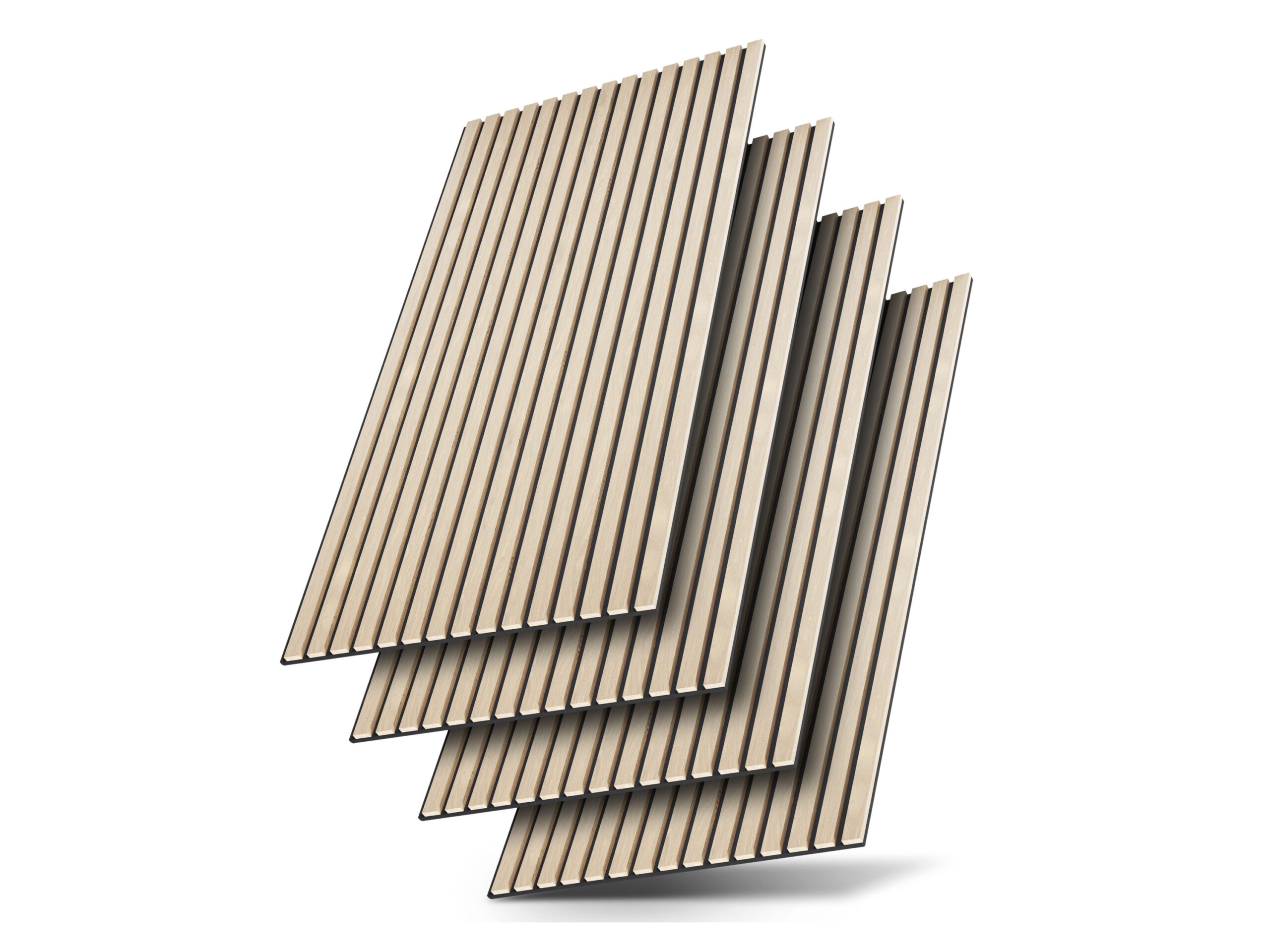 Juskys Wandpaneele Akustik 4er Set (120x60 cm, Eiche Natur Hell)