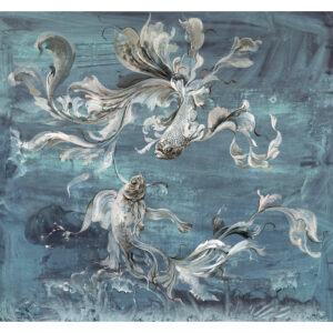 KOMAR Vliestapete, Fische, bunt - blau