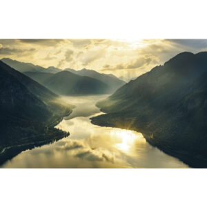 KOMAR Vliestapete "Gold Mountains", Breite 400 cm, seidenmatt - bunt