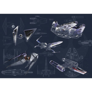 KOMAR Vliestapete "Star Wars Blueprint Dark", bunt, glatt