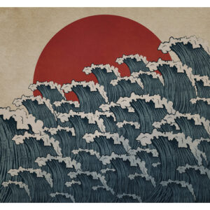 KOMAR Vliestapete, Wellen, bunt - blau