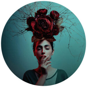 K&L Wall Art Vliestapete "Runde Vliestapete", Amin Boho Deko Blumen, mehrfarbig, matt - bunt