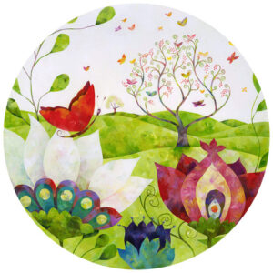 K&L Wall Art Vliestapete "Runde Vliestapete", Blanz Kinder SommerwieseDeko, mehrfarbig, matt - bunt