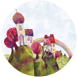 K&L Wall Art Vliestapete "Runde Vliestapete", Blanz Märchen Regenbogen Kinder, mehrfarbig, matt - bunt