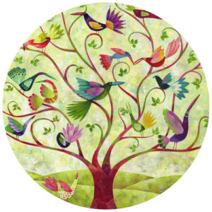 K&L Wall Art Vliestapete "Runde Vliestapete", Blanz Märchen bunte Vögel, mehrfarbig, matt