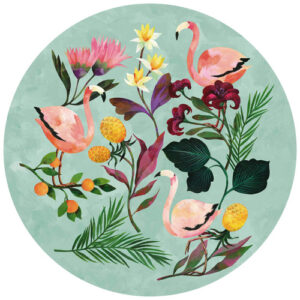 K&L Wall Art Vliestapete "Runde Vliestapete", Blanz Sommer Flamingo Kinder, mehrfarbig, matt - bunt