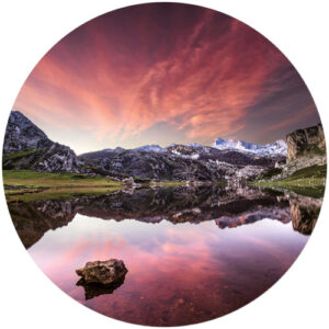 K&L Wall Art Vliestapete "Runde Vliestapete", Cuadrado Landschaft Los Lagos, mehrfarbig, matt - bunt