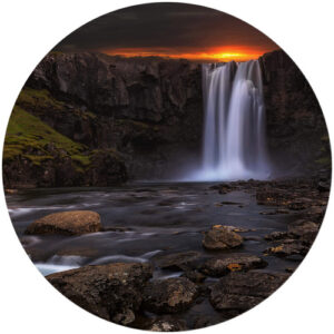 K&L Wall Art Vliestapete "Runde Vliestapete", Cuadrado Wasserfall Natur, mehrfarbig, matt - bunt