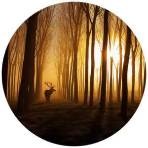 K&L Wall Art Vliestapete "Runde Vliestapete", Hisch Wald Waldtiere Tiere, mehrfarbig, matt - bunt