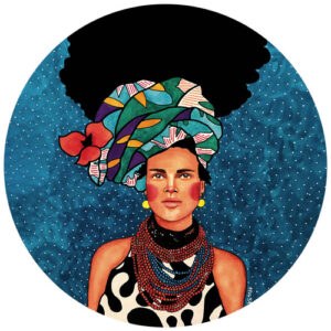 K&L Wall Art Vliestapete "Runde Vliestapete", Hülya Frauen Portrait bunte, mehrfarbig, matt