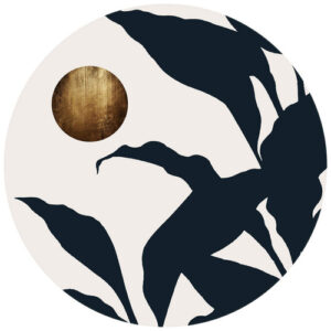 K&L Wall Art Vliestapete "Runde Vliestapete", Kubistika Dschungel Vollmond gold, mehrfarbig, matt - bunt