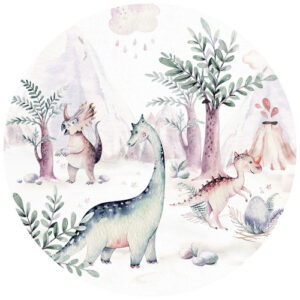 K&L Wall Art Vliestapete "Runde Vliestapete", Kvilis Dino Dinosaurier Jungen, mehrfarbig, matt - bunt