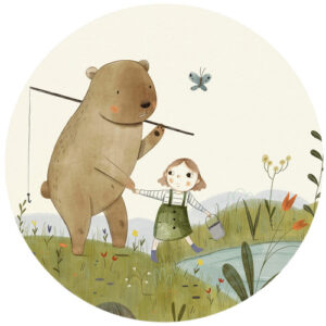 K&L Wall Art Vliestapete "Runde Vliestapete", Loske Kinder Teddy Bär Baby, mehrfarbig, matt - bunt