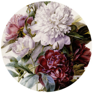 K&L Wall Art Vliestapete "Runde Vliestapete", Redoute Rosen Pfingstrosen, mehrfarbig, matt - bunt